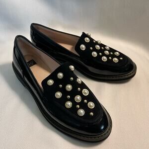 Louise et Cie Black Edoli Pearl Studded Loafers Flats Women’s Size 7M UK 37.5